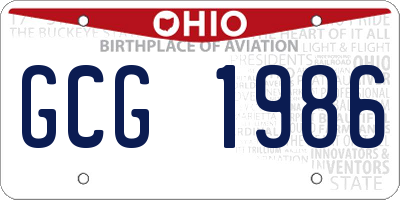 OH license plate GCG1986
