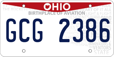 OH license plate GCG2386