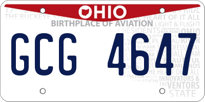 OH license plate GCG4647