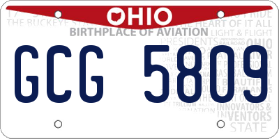 OH license plate GCG5809