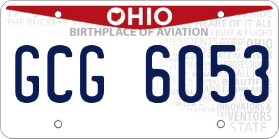OH license plate GCG6053