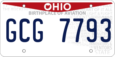 OH license plate GCG7793