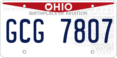 OH license plate GCG7807