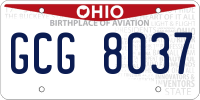 OH license plate GCG8037