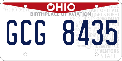 OH license plate GCG8435