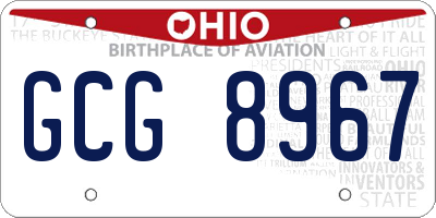 OH license plate GCG8967