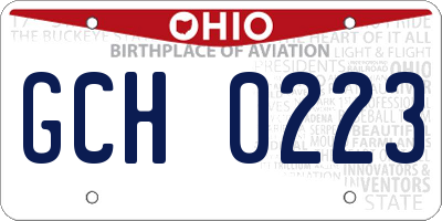 OH license plate GCH0223