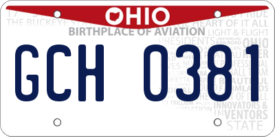 OH license plate GCH0381