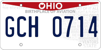 OH license plate GCH0714
