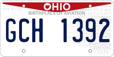 OH license plate GCH1392