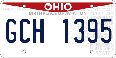 OH license plate GCH1395