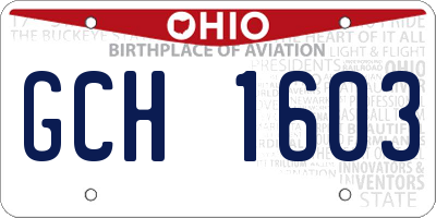 OH license plate GCH1603