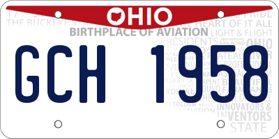 OH license plate GCH1958