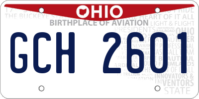 OH license plate GCH2601