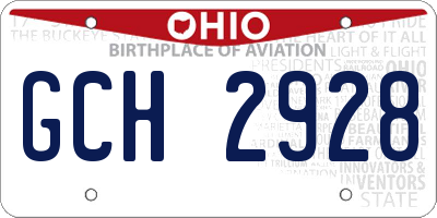 OH license plate GCH2928