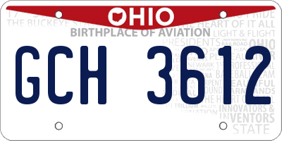 OH license plate GCH3612