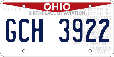 OH license plate GCH3922