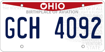 OH license plate GCH4092