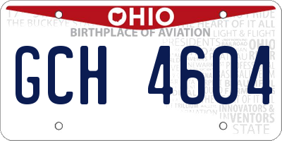OH license plate GCH4604