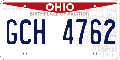OH license plate GCH4762