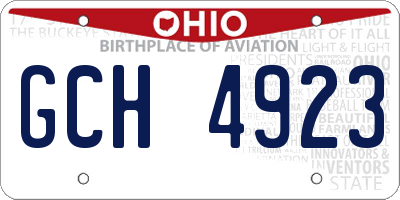 OH license plate GCH4923