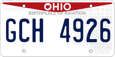 OH license plate GCH4926