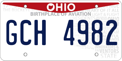 OH license plate GCH4982