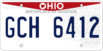 OH license plate GCH6412