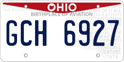 OH license plate GCH6927