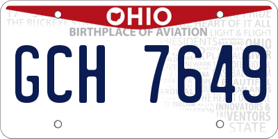 OH license plate GCH7649