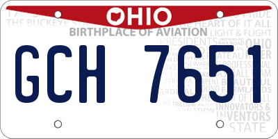 OH license plate GCH7651