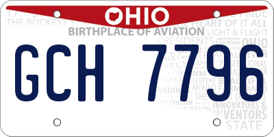 OH license plate GCH7796