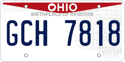 OH license plate GCH7818