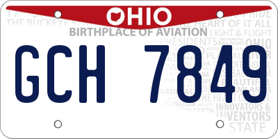 OH license plate GCH7849