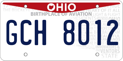 OH license plate GCH8012