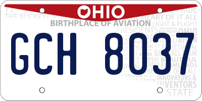 OH license plate GCH8037
