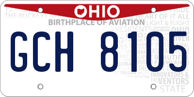 OH license plate GCH8105