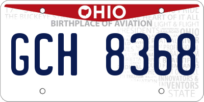 OH license plate GCH8368
