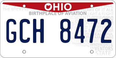 OH license plate GCH8472