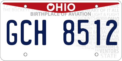 OH license plate GCH8512
