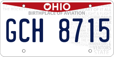 OH license plate GCH8715