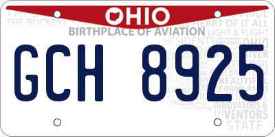 OH license plate GCH8925