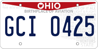 OH license plate GCI0425