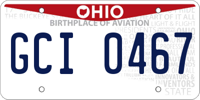 OH license plate GCI0467