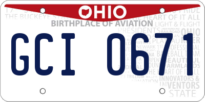 OH license plate GCI0671