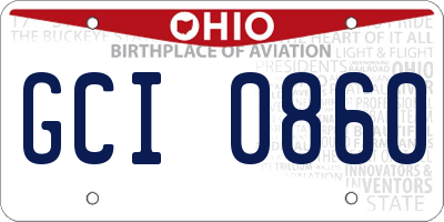 OH license plate GCI0860