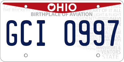 OH license plate GCI0997