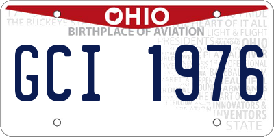 OH license plate GCI1976