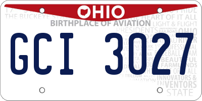 OH license plate GCI3027