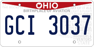 OH license plate GCI3037